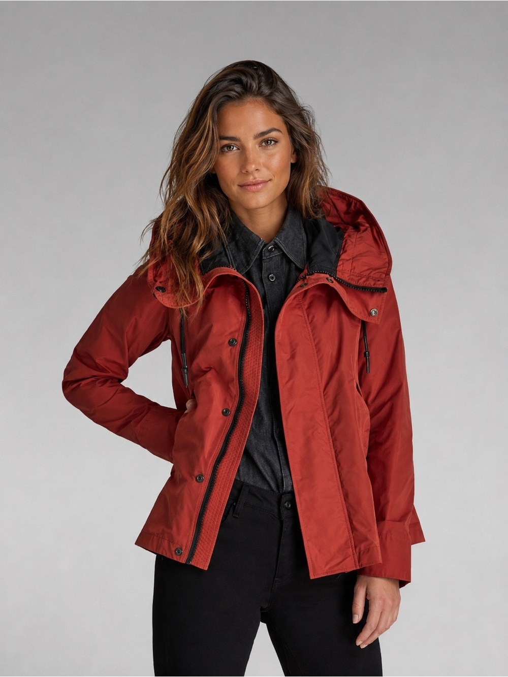 G-Star Women’S Short Red Hooded Parka Ski Snow Jacket SZ M NWT